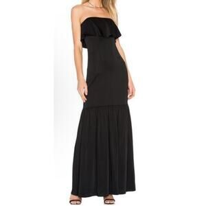 Jill Jill Stuart Black Satin Ruffle Strapless Popover Mermaid‎ Formal Dress 2